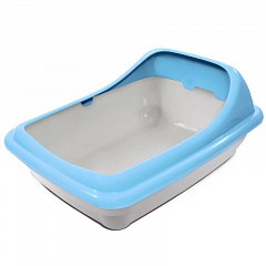 Gamma Гамма Туалет для кошек прямоугольный с ассиметричным бортом "Волна", серый/голубой, 455*350*200мм, арт. 20452019