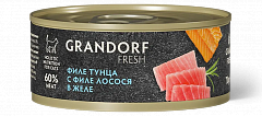 Grandorf Fresh Грандорф Фреш консервы для кошек, филе тунца с филе лосося в желе