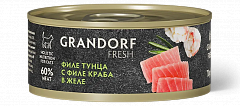 Grandorf Fresh Грандорф Фреш консервы для кошек, филе тунца с филе краба в желе