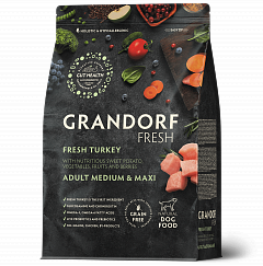 Grandorf Fresh сухой корм для собак средних и крупных пород Индейка с бататом