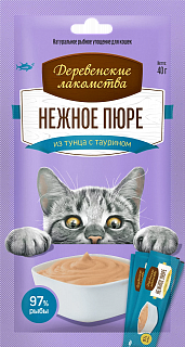 Деревенские лакомства нежное пюре для кошек из тунца