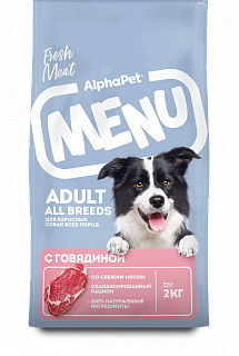 AlphaPet Menu сухой корм для собак всех пород Говядина