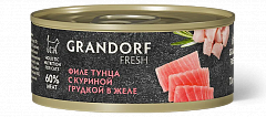 Grandorf Fresh Грандорф Фреш консервы для кошек, филе тунца с куриной грудкой в желе