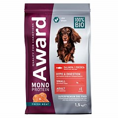 AWARD Monoprotein сухой корм для собак мелких пород Лосось, семена льна и алоэ вера