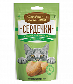 Деревенские лакомства сердечки для мочевой системы и почек для кошек