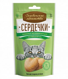 Деревенские лакомства сердечки для мочевой системы и почек для кошек