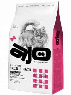 AJO SPECIAL LINE SKIN & HAIR корм для кошек, здоровая кожа и красивая шерсть, лосось, индейка 