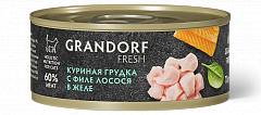 Grandorf Fresh Грандорф Фреш консервы для кошек, куриная грудка с филе лосося в желе