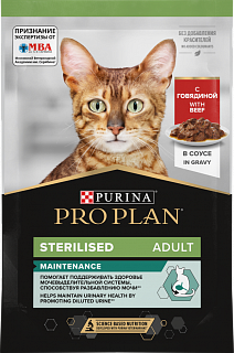 Pro Plan Sterilised Maintenance влажный корм для стерилизованных кошек с говядиной, соус