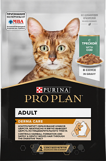 Pro Plan Derma Care влажный корм для взрослых кошек с треской, соус