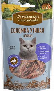 Деревенские лакомства соломка для кошек утиная нежная