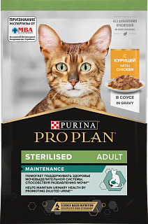 Pro Plan Sterilised Maintenance влажный корм для стерилизованных кошек с курицей, соус