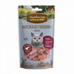 Деревенские лакомства нарезка для кошек с говядиной, 45 гр