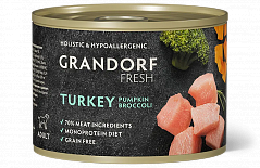 Grandorf Fresh Грандорф Фреш консервы для собак всех пород, индейка с тыквой и брокколи